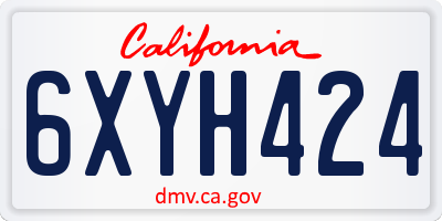 CA license plate 6XYH424