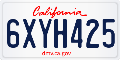 CA license plate 6XYH425