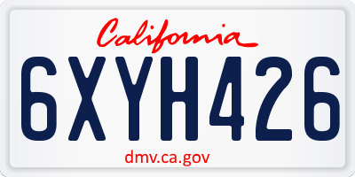 CA license plate 6XYH426