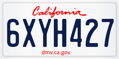CA license plate 6XYH427