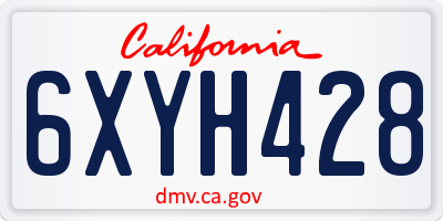 CA license plate 6XYH428