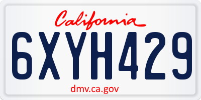 CA license plate 6XYH429
