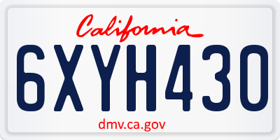 CA license plate 6XYH430