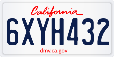 CA license plate 6XYH432