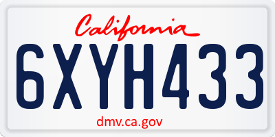 CA license plate 6XYH433