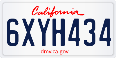 CA license plate 6XYH434