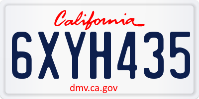 CA license plate 6XYH435
