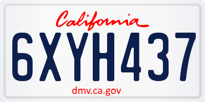 CA license plate 6XYH437