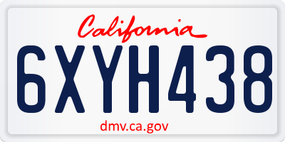 CA license plate 6XYH438