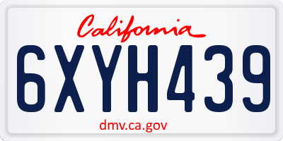 CA license plate 6XYH439