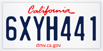 CA license plate 6XYH441