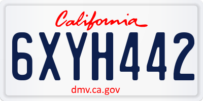 CA license plate 6XYH442