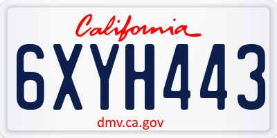 CA license plate 6XYH443