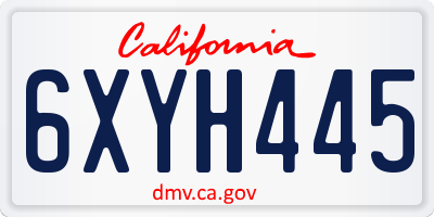 CA license plate 6XYH445