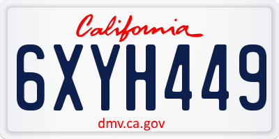 CA license plate 6XYH449