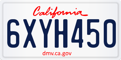CA license plate 6XYH450
