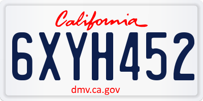 CA license plate 6XYH452