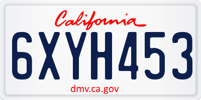 CA license plate 6XYH453