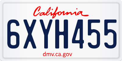 CA license plate 6XYH455
