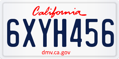 CA license plate 6XYH456