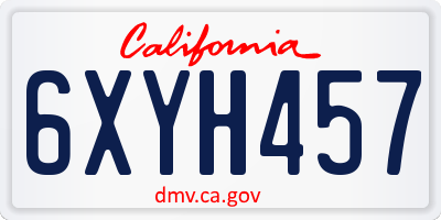 CA license plate 6XYH457