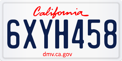 CA license plate 6XYH458