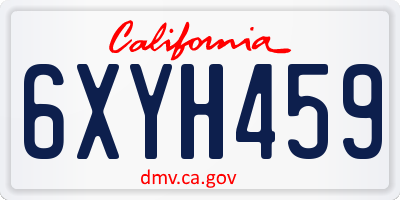 CA license plate 6XYH459