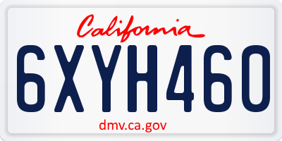 CA license plate 6XYH460