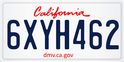 CA license plate 6XYH462