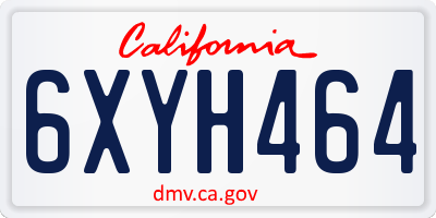 CA license plate 6XYH464