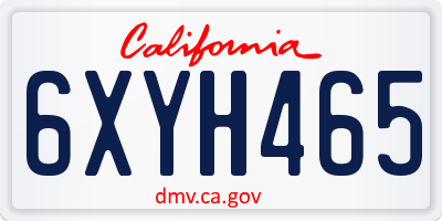 CA license plate 6XYH465