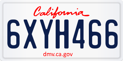 CA license plate 6XYH466