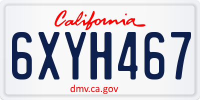 CA license plate 6XYH467