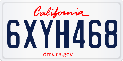 CA license plate 6XYH468