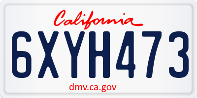 CA license plate 6XYH473