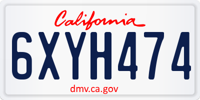CA license plate 6XYH474