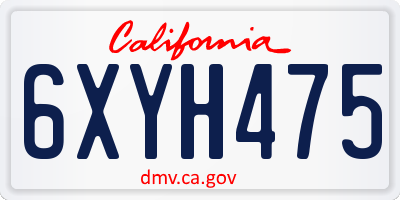 CA license plate 6XYH475