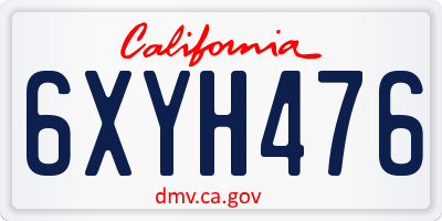 CA license plate 6XYH476
