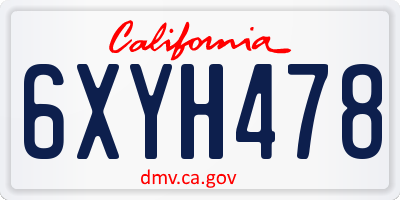 CA license plate 6XYH478