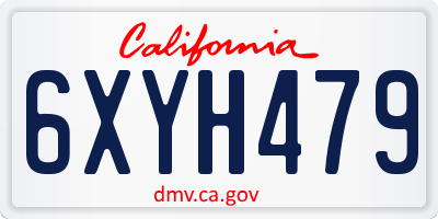 CA license plate 6XYH479