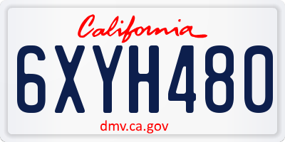 CA license plate 6XYH480