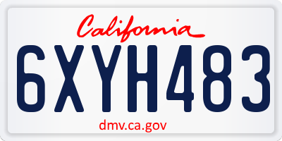 CA license plate 6XYH483