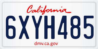 CA license plate 6XYH485