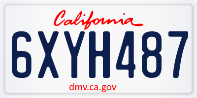 CA license plate 6XYH487