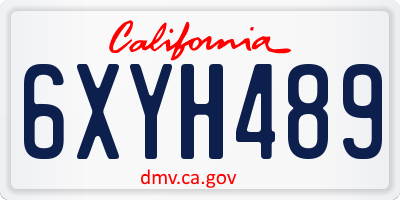 CA license plate 6XYH489