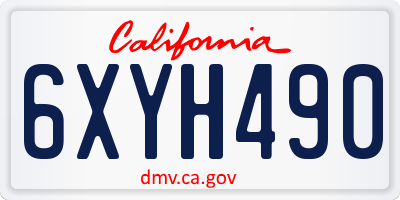 CA license plate 6XYH490
