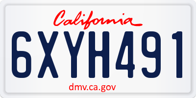 CA license plate 6XYH491