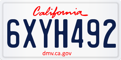 CA license plate 6XYH492