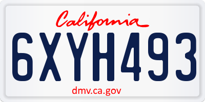 CA license plate 6XYH493