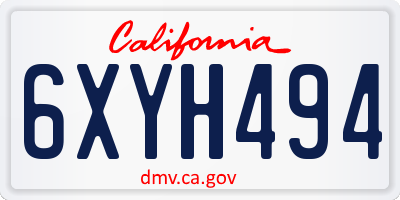 CA license plate 6XYH494